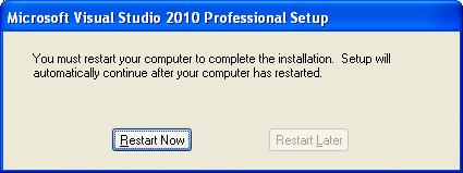 VS 2010 Restart Now